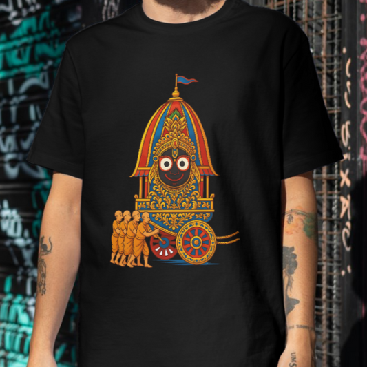 Rath Yatra Glory Unisex Oversized T-Shirt– Colorful Chariot Festival Design | Indian Spiritual T-Shirt- Standard T-Shirt